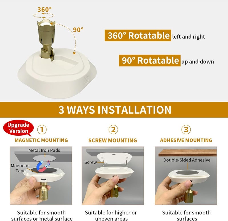 LEASTYLE LED Wireless Spotlights with Remote Rechargeable Up Lights Indoor with 3000K/4000K/6000K Battery Operated Lights with Timer Dimmable Accent Light Uplighting for Plant,White+Gold,2 Pack - Image 4